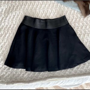Milly black leather upper flare skirt NWT